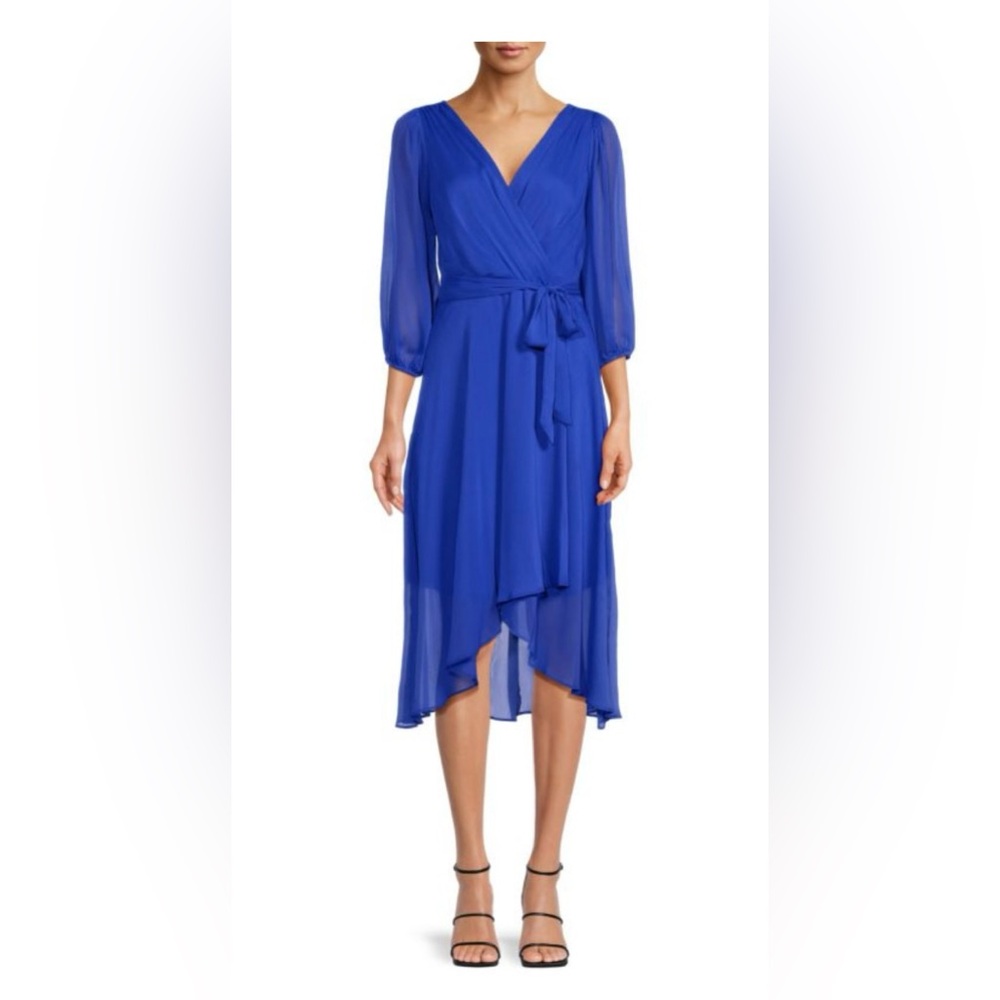 DKNY Balloon Sleeve Belted Wrap Dress